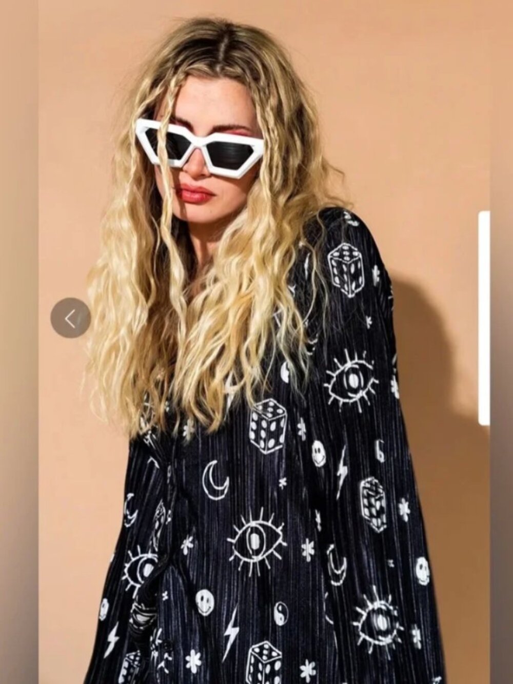 NWT Dressed in Lala What's Your Sign Notched Collar Plisse Set Black Medium - Picture 4 of 15